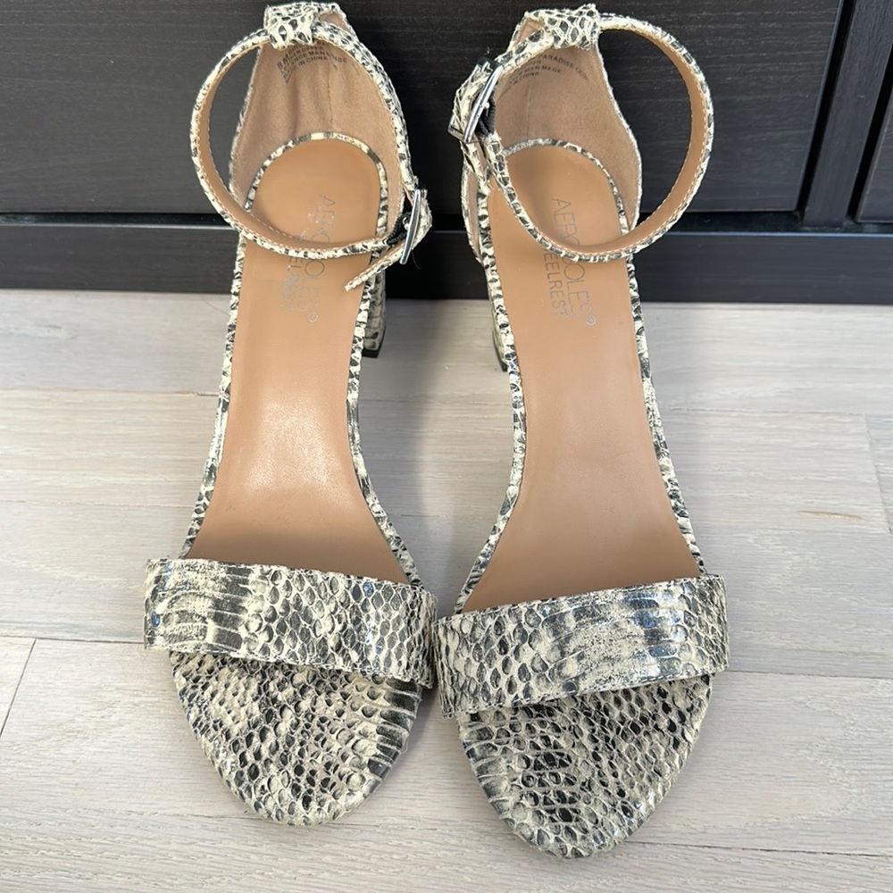 Aerosoles Heel-Rest Snakeskin Sandal Block Heels With Strap